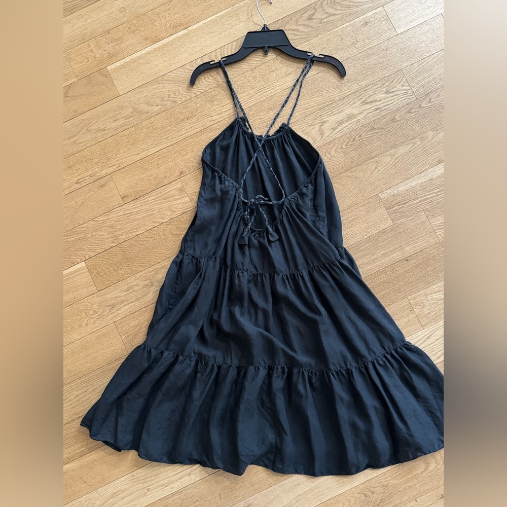 Unsubscribed 100% Silk Tiered Trapeze Dress – Size XS (Oversized Fit)